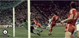  ??  ?? 3 Heading home the winning goal against Malmo in Nottingham Forest’s 1979 European Cup final win in Munich.
3