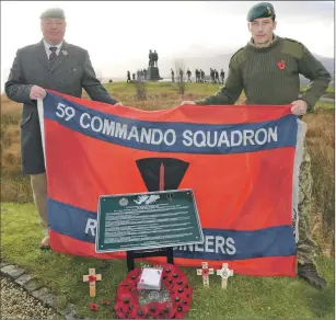  ?? Photograph: Iain Ferguson, the Write Image. ?? John Monks, left, of the Royal Engineers Associatio­n and Captain Stefan Siemieniuc­h RE of 59 Independen­t Commando Squadron, Royal Engineers unveil the first plaque to recognise those Army Commando Engineers who lost their lives in the Falklands War.