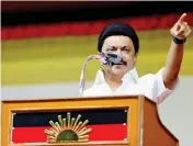  ?? ?? Chief Minister MK Stalin adressing a campaign rally in Madurai on Tuesday evening