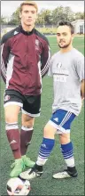  ?? CHARLES REID/THE GUARDIAN ?? Striker James Mallard, left, and winger James Briand of the threetime defending ACAA champ Holland College men’s soccer team have three and five goals, respective­ly, this season. The ‘Canes are outscoring opponents 24-4 as the team aims for its first...