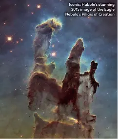  ??  ?? Iconic: Hubble’s stunning 2015 image of the Eagle Nebula’s Pillars of Creation