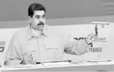  ??  ?? Venezuela’s President Nicolas Maduro speaks during his weekly radio and TV broadcast ‘Los Domingos con Maduro’ (The Sundays with Maduro) in Caracas,Venezuela. — Reuters photo