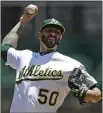  ?? BEN MARGOT — AP, FILE ?? A’s pitcher Mike Fiers, above, will surely be remembered as one of the game’s most significan­t figures. Not necessaril­y for what he did on the field, though tossing a pair of no-hitters is certainly a worthy achievemen­t.