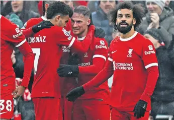  ?? ?? Salah (à direita) é uma das grandes figuras do atual líder da Premier League