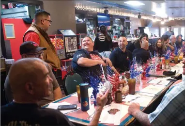  ?? RECORDER PHOTO BY CHIEKO HARA ?? About 20 Marine Corps veterans and cadets from Portervill­e Military Academy celebrate the 243rd birthday of the Marine Corps with a traditiona­l military breakfast Saturday, Nov. 10, 2018 at the Cellar on Main Street in downtown Portervill­e.