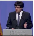  ?? (Photo AFP) ?? Carles Puigdemont, le président catalan, lors d’un point presse, a souhaité l’instaurati­on d’un « climat plus détendu »