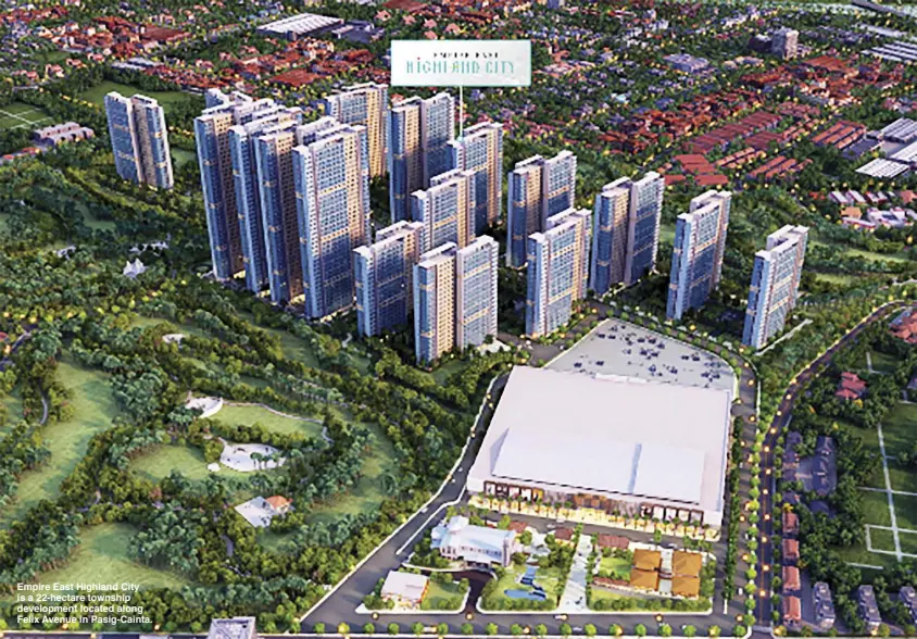  ?? ?? Empire East Highland City is a 22-hectare township developmen­t located along Felix Avenue in Pasig-Cainta.