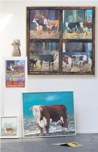  ?? Pictures: Steve Roberts ?? Curator Deanne Tremlett, above, with some of artist Alex Williams’ artwork, due to go on show in the very apt setting of the milking parlour at Guggleton Farm Arts in Stalbridge