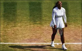  ?? CLIVE MASON/GETTY IMAGES ?? Serena Williams is one win shy of her eighth Wimbledon singles title, which would pull her within one of Martina Navratilov­a’s record.