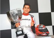  ??  ?? Rashid Al Dhaheri after victory in the 25th Winter Cup in Lonato last year. Rashid showed great maturity against faster karts to secure third spot in Lonato recently.
