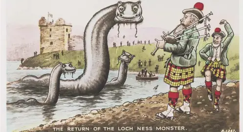  ??  ?? 0 Picturesqu­e sites in Scotland are perfect for sending postcards – or try something humorous, like this sketch of Nessie