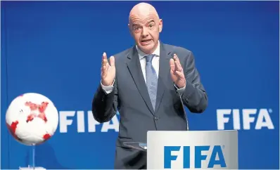  ??  ?? El presidente Infantino estará el miércoles menos de diez horas en el país