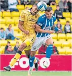  ?? ?? Cristian Montano is challenged by Kilmarnock’s Daniel Armstrong