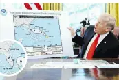  ??  ?? Laut Medien besserte Trump die Karte nach, um einen Tweet zu rechtferti­gen: schwarze Linie