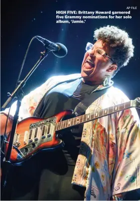  ?? aP File ?? HIGH FIVE: Brittany Howard garnered five Grammy nomination­s for her solo album, ‘Jamie.’