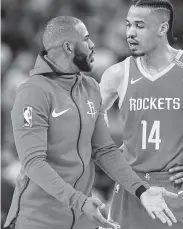  ?? Karen Warren / Houston Chronicle ?? The Rockets hope to have injured guards Chris Paul, left, and Gerald Green, activated soon.