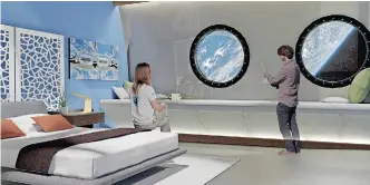  ??  ?? EARTH-viewing lounges, themed restaurant­s and a health spa are some of the luxurious amenities travellers will enjoy at the world’s first space hotel. | Voyager Station