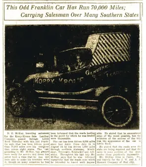  ?? (Arkansas Democrat-Gazette) ?? The Korry-Krome shoe-car came to Little Rock as reported by the Aug. 29. 1920, Arkansas Gazette.
