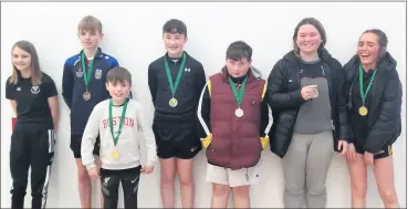  ?? ?? Proud raquetball­ers, l-r: Sophie Gothard, James Mullery, Sean Noonan, Jack Butterwort­h, Darragh O’Callaghan, Abbie O’Meara and Ciara Noonan.