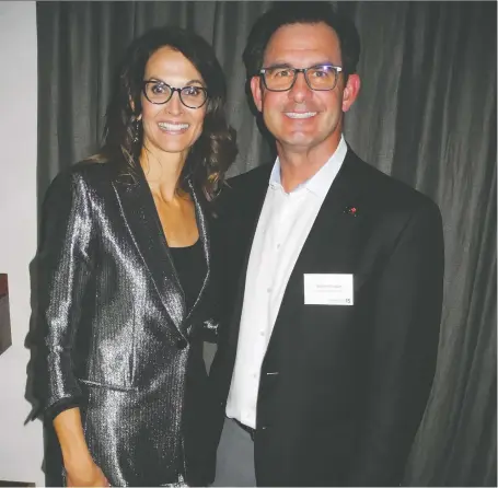  ?? PHOTOS: BILL BROOKS ?? Pictured at Brookline Public Relations’ 15th anniversar­y celebratio­n Oct. 1 at Bridgette Bar are Brookline principal Shauna Macdonald and her husband Shane Hooker, CEO of Sanjel Energy Services.