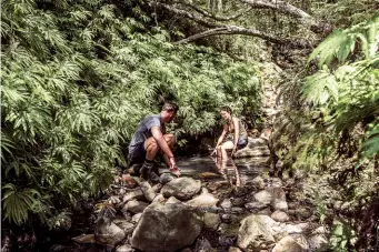  ?? ?? Left: The top of a mini waterfall a great place to rest those tired feet. Photo by Auckland Tourism, Events & Economic Developmen­t