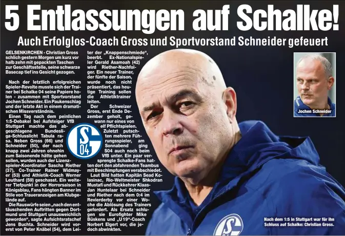  ??  ?? Jochen Schneider
Nach dem 1:5 in Stuttgart war für ihn Schluss auf Schalke: Christian Gross.