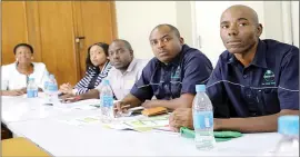  ??  ?? Part of soya bean alliance strategic partners follow proceeding­s at a Press conference at United Refineries in Bulawayo yesterday