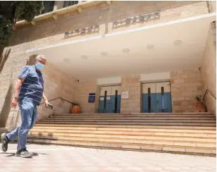  ?? (Marc Israel Sellem/The Jerusalem Post) ?? THE GYMNASIA IVRIT high school entrance seen yesterday.