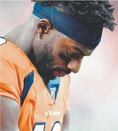  ?? Joe Amon, The Denver Post ?? Wide receiver Emmanuel Sanders will get a fresh start with the unbeaten San Francisco 49ers after the Broncos traded him Tuesday. Sanders played for the Broncos from 2014-19, a span that included a Super Bowl victory.