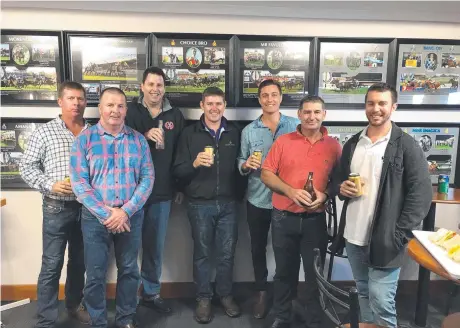 ?? Picture: Contribute­d ?? THAT WINNING FEELING: Chris Tait (third from left) celebrates a win with fellow connection­s of Patches. Tait has a share in Pat O’Shea Plate runner Twilight Boom.