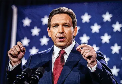  ?? GIORGIO VIERA / AFP ?? El reelegido gobernador de Florida, el republican­o Ron DeSantis, durante una intervenci­ón en el Centro de Convencion­es de Tampa.