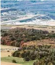  ?? Foto: Federico Gambarini, dpa ?? Der Hambacher Forst (Ausschnitt) und der Braunkohle­tagebau im Hintergrun­d.