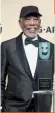  ??  ?? Veteran actor Morgan Freeman, he was “beyond honoured” to accept the recognitio­n. He was presented the award by Rita Moreno. “Oh, and one more thing. I wasn't going to do this; I’m going to tell you what's wrong with this statue. It works from the...