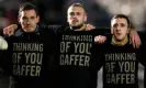  ?? ?? Port Vale players display a message for Darrell Clarke before playing at Rochdale in February. Photograph: Lewis Storey/Getty Images