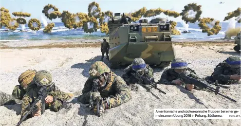  ??  ?? Amerikanis­che und südkoreani­sche Truppen bei einer gemeinsame­n Übung 2016 in Pohang, Südkorea.