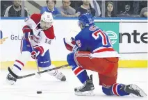  ?? BRUCE BENNETT/GETTY IMAGES ?? After a lacklustre regular season, the Habs’ Tomas Plekanec has become better, stronger and faster in the playoffs with a goal and two assists in four games against the Rangers.