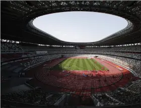  ?? SHUJI KAJIYAMA — THE ASSOCIATED PRESS FILE ?? A general view of National Stadium during an athletics test event for the Tokyo 2020 Olympics in Japan on May 9, 2021.