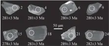  ??  ?? 图 10 样品 160710-07 (流纹质晶屑凝灰岩)锆石 CL 图像Fig. 10 Zircon CL image of sample 160710-07 (rhyolitic crystal tuff)