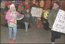  ?? LYNN CURWIN/TRURO DAILY NEWS ?? People of all ages marched through downtown Truro Thursday evening during the Take Back the Night rally.