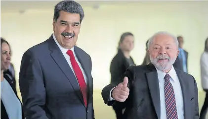  ?? AP ?? Amigos. Maduro y Lula, ayer, durante la rueda de prensa en Brasilia. El brasileño elogió al venezolano.