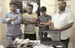  ?? — DC ?? The four who were arrested for organising cricket betting at a house in Jawaharnag­ar in the city on Monday.