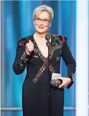  ?? GETTY IMAGES ?? Meryl Streep accepts the Cecil B. DeMille Award at January’s Golden Globes. She criticized Trump without naming him.