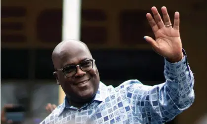  ?? ?? DRC’s president, Felix Tshisekedi, waves to his supporters after casting his ballot on 20 December. Photograph: Mosa’ab Elshamy/AP