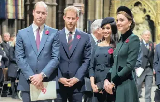  ?? Reuters ?? PRINCE William, Duke of Cambridge, Prince Harry, Duke of Sussex, Meghan, Duchess of Sussex and Catherine, Duchess of Cambridge. |