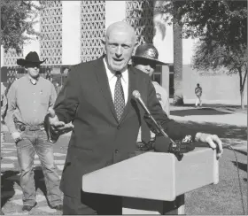  ?? FILE PHOTO BY HOWARD FISCHER/CAPITOL MEDIA SERVICES ?? HOUSE SPEAKER RUSTY BOWERS at a press conference in February to announce legislatio­n designed to ensure that police department­s do not investigat­e their own use of deadly force.