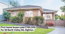  ?? ?? First-home buyers paid $780,000 for 38 North Valley Rd, Highton.