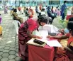  ??  ?? Parents give feedback at the Girls Higher Sec School in Ashok Nagar