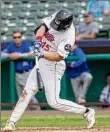  ??  ?? James Franco / Special to the TU Tri-city left fielder Zach Biermann went 1-for-3 in his return to the franchise after being released by Houston.