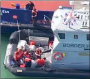  ??  ?? HUMAN CARGO: A Border Force vessel picks up a group attempting to cross the English Channel
