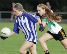  ??  ?? Sinéad Roche of Adamstown is pursued by Orla Wafer (Ballygarre­tt).